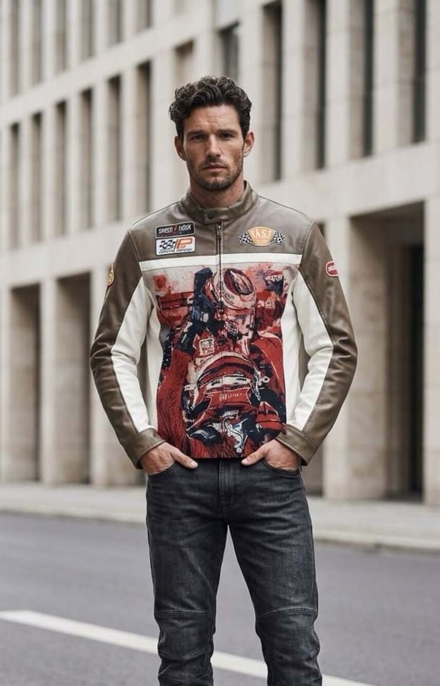 Copper Rivet Men's Size S Grand Prix Racing Faux Leather Jacket